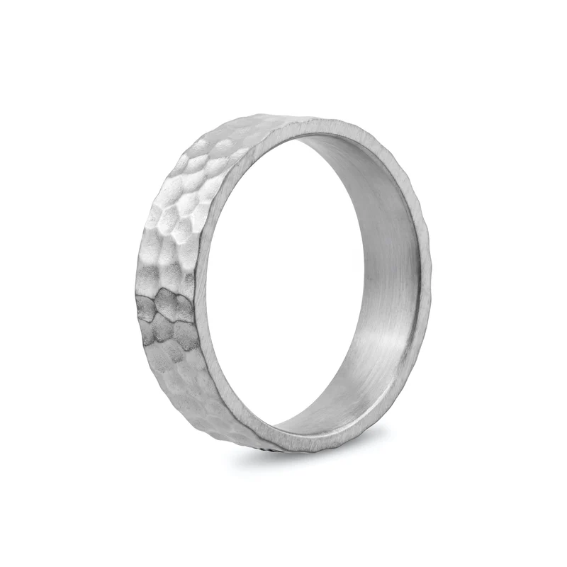 6mm Matte Hammered Wedding Band