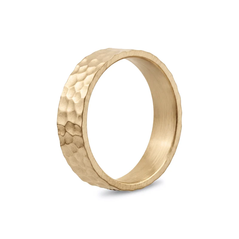 6mm Matte Hammered Wedding Band