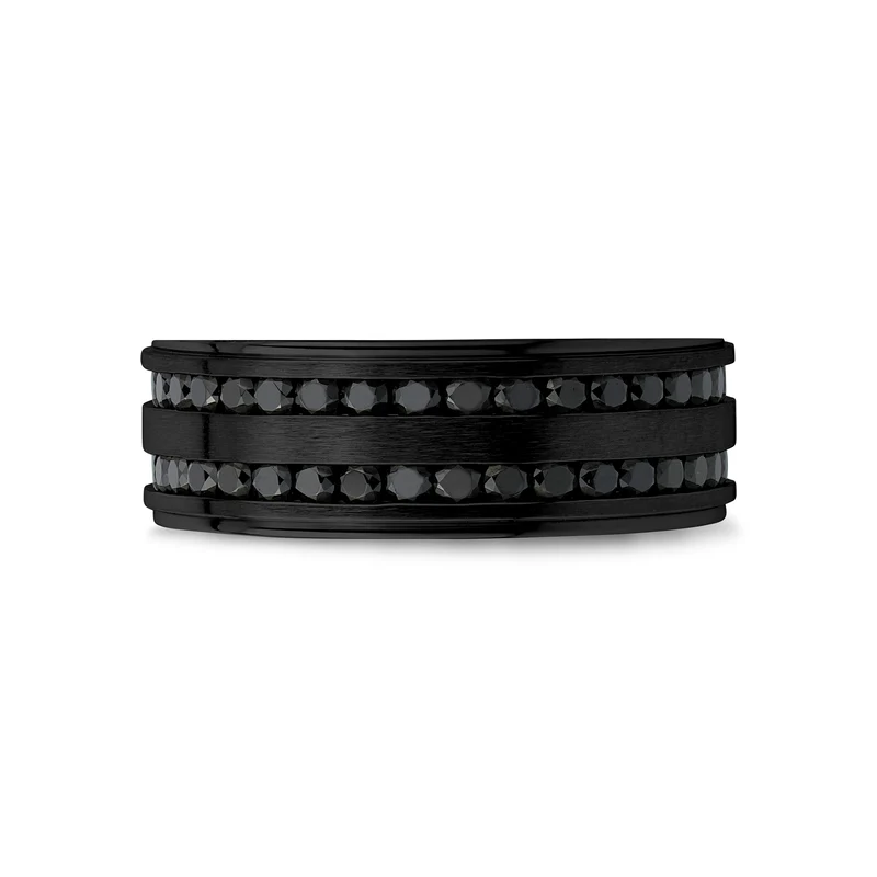 Double rangée de pierres noires Matte Jonc