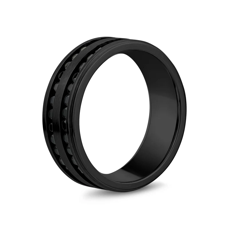 Double rangée de pierres noires Matte Jonc