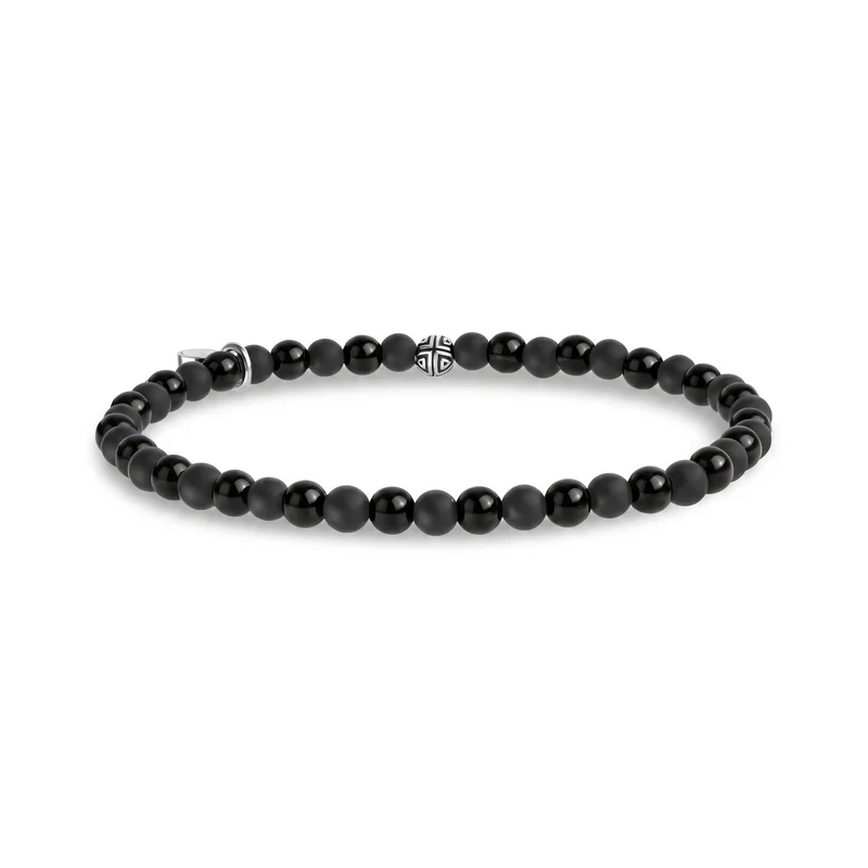 Bracelet en perles assorties noires de 4 mm