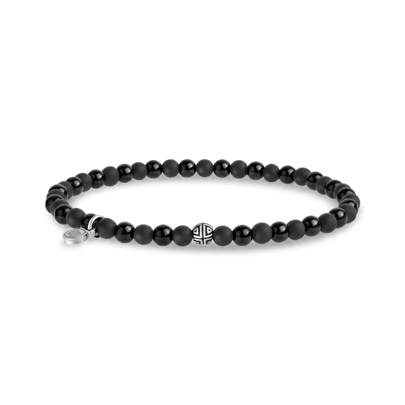 Bracelet en perles assorties noires de 4 mm