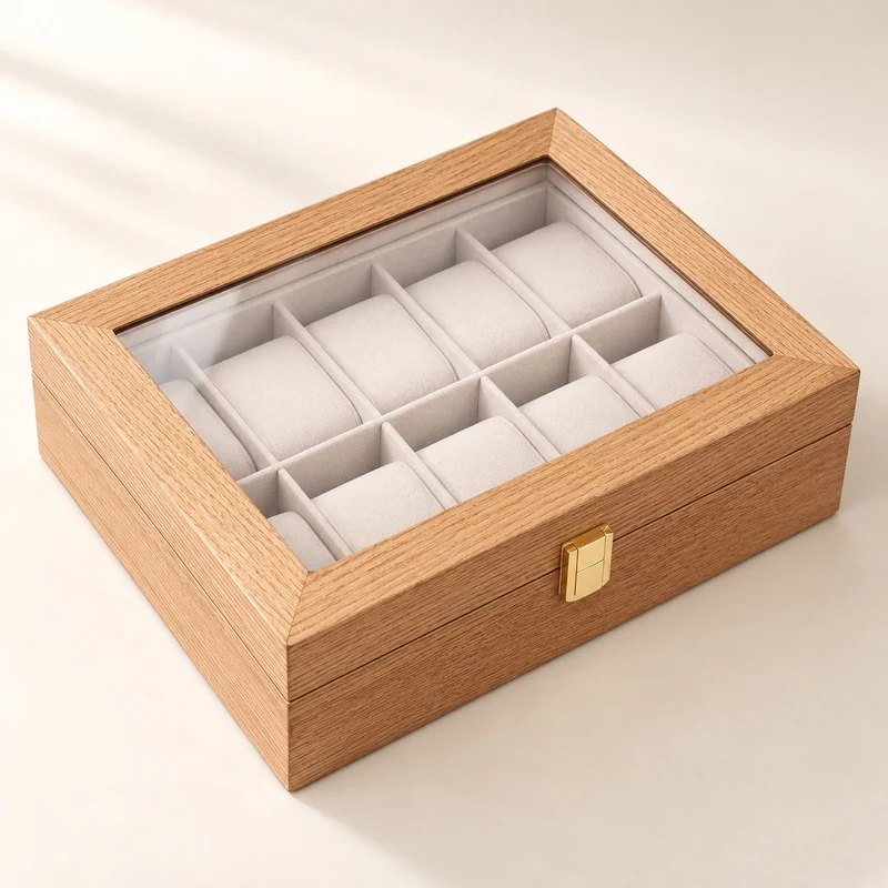 Coffret 10 montres bois de noyer