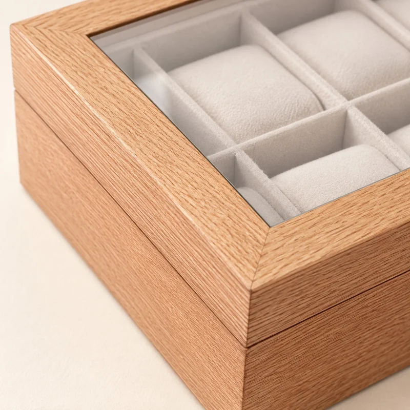 Coffret 10 montres bois de noyer