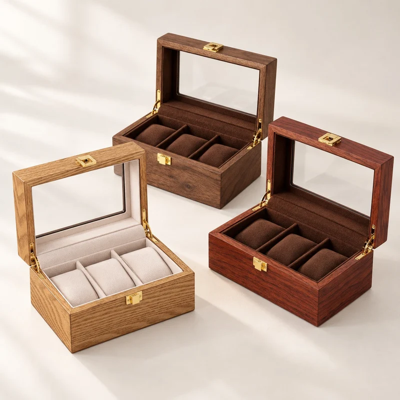 Boîte 3 montres bois précieux