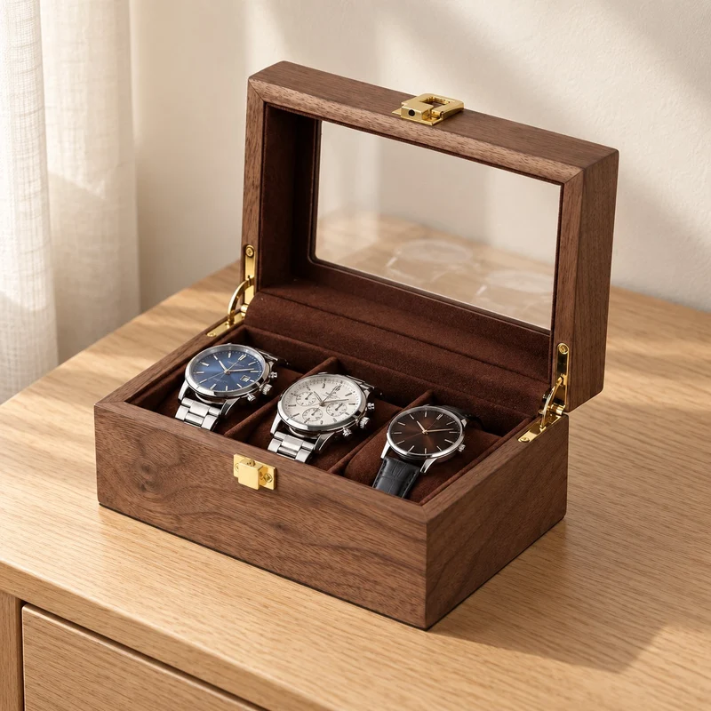 Boîte 3 montres bois précieux