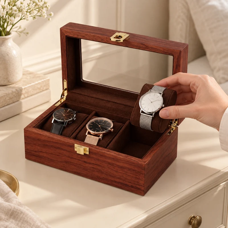 Boîte 3 montres bois précieux