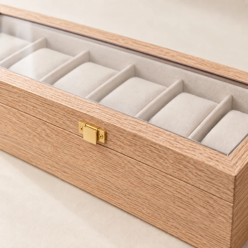 Boîte de rangement montres – Noyer 6 emplacements