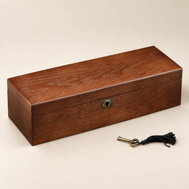 Boîte 6 montres – Bois foncé & flanelle
