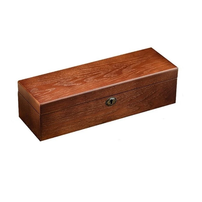 Boîte 6 montres – Bois foncé & flanelle