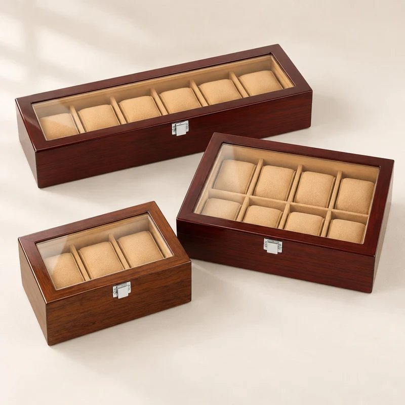 Coffret rangement montres bois – 3, 6, 8 ou 18 emplacements