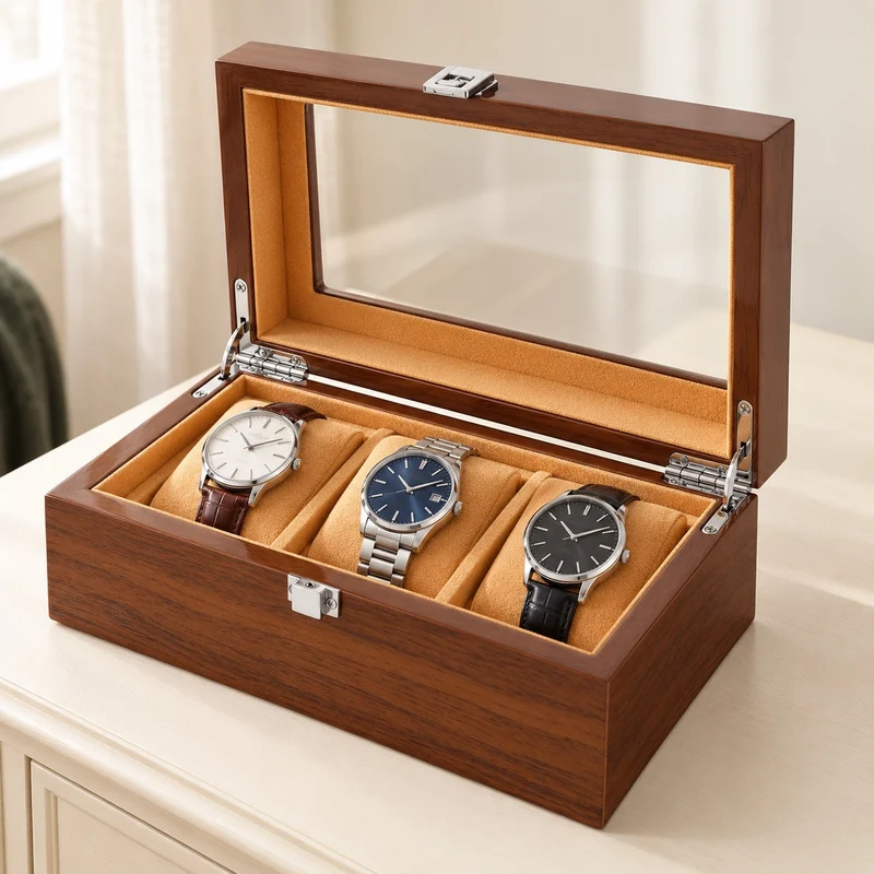Coffret rangement montres bois – 3, 6, 8 ou 18 emplacements