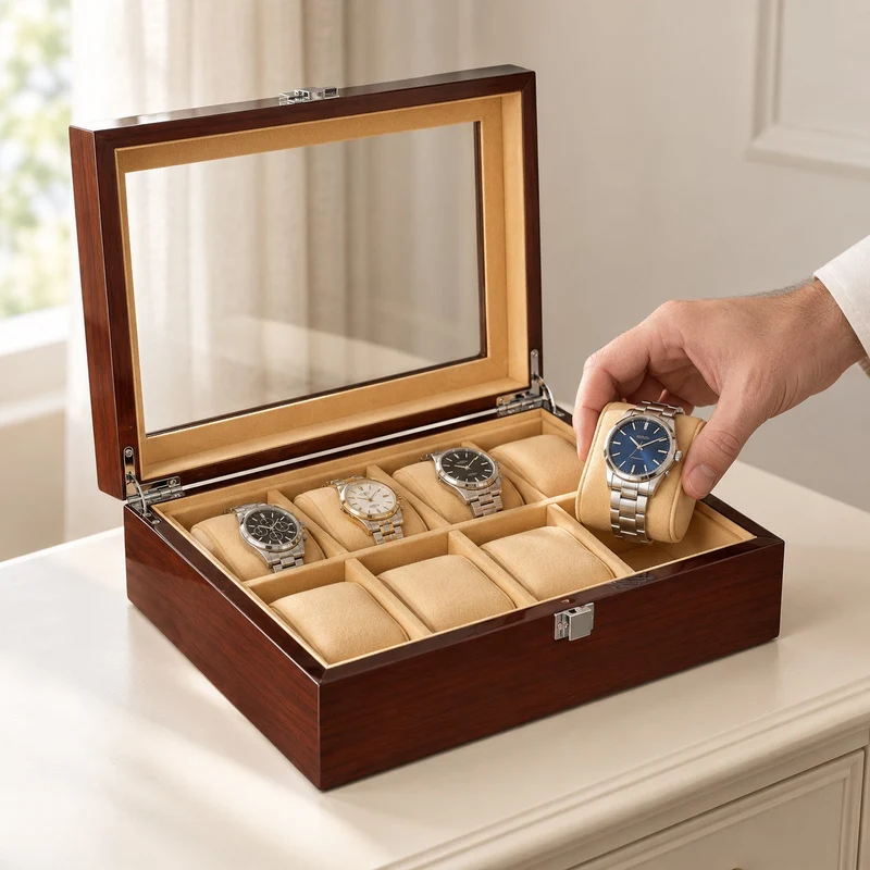 Coffret rangement montres bois – 3, 6, 8 ou 18 emplacements