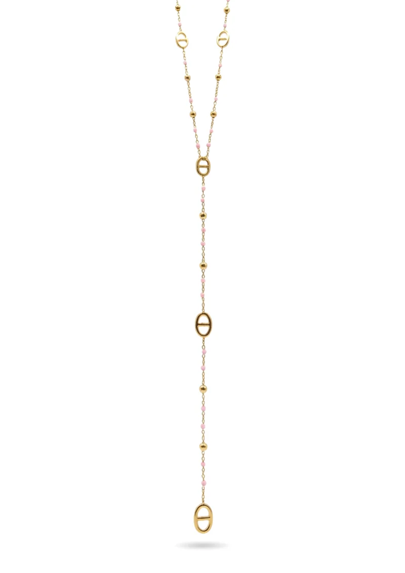 Collier Y Maille Marine Rose
