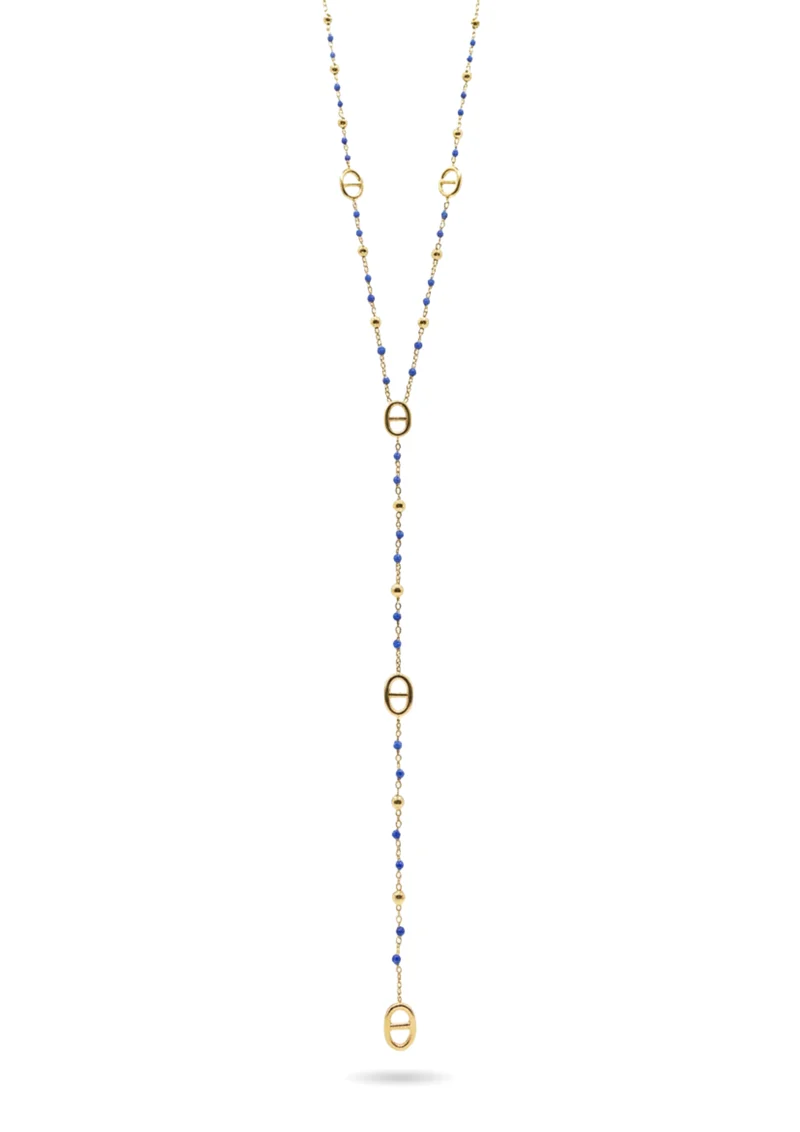 Collier Y Maille Marine Bleu