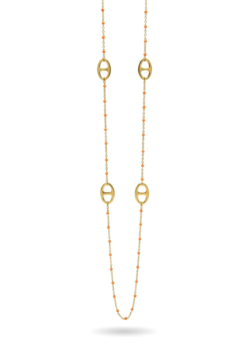 Sautoir Maille Marine Perles Couleurs