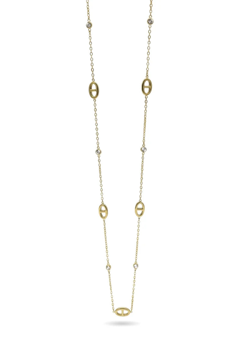 Sautoir Fin Maille Marine Strass