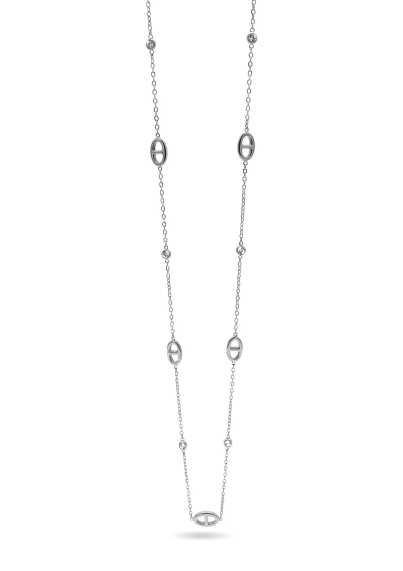 Sautoir Fin Maille Marine Strass