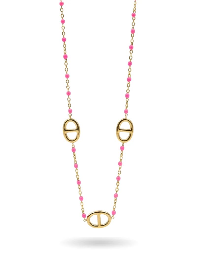 Collier Maille Marine Perles Couleurs