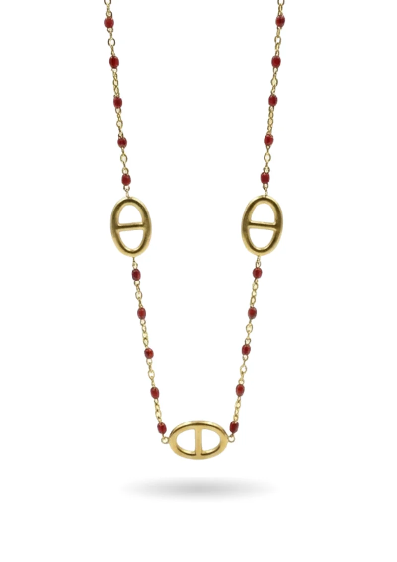 Collier Maille Marine Perles Couleurs