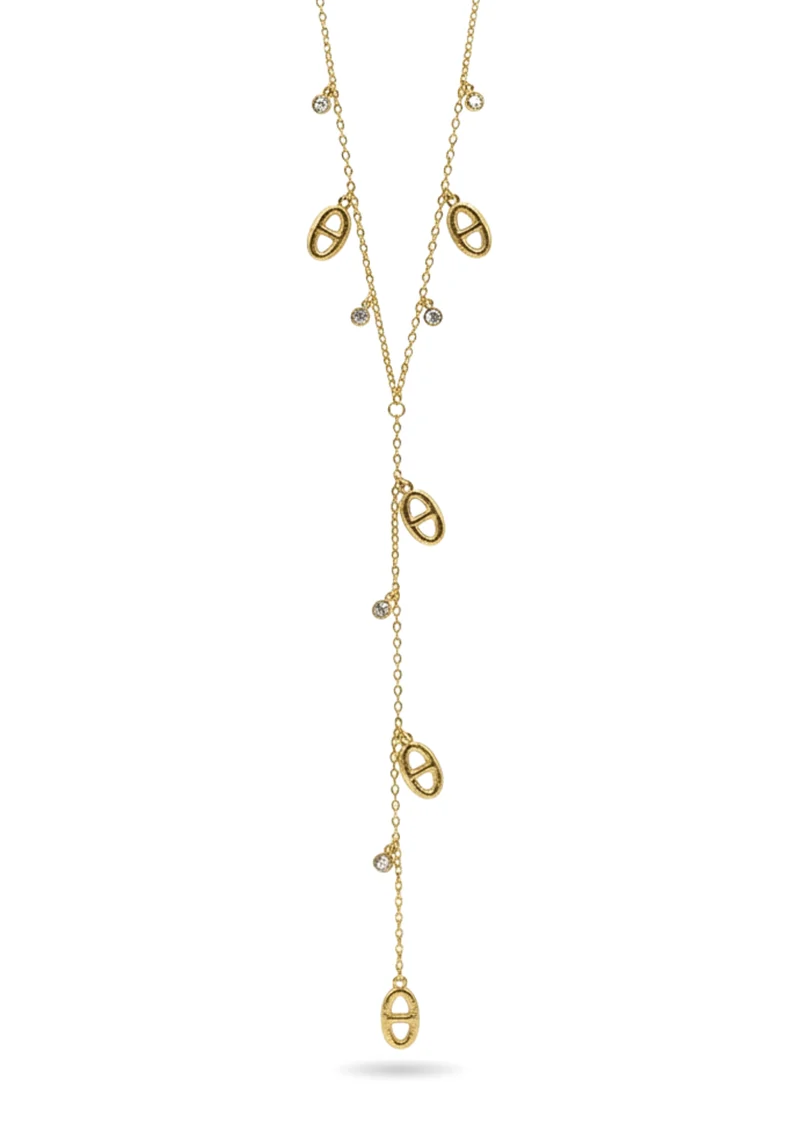 Collier Y Breloques Maille Marine