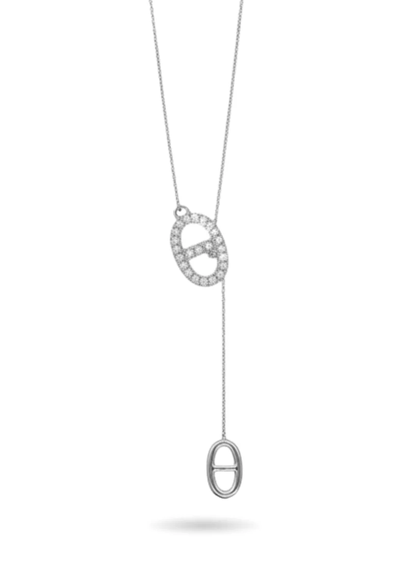 Collier Y Maille Marine Tombante