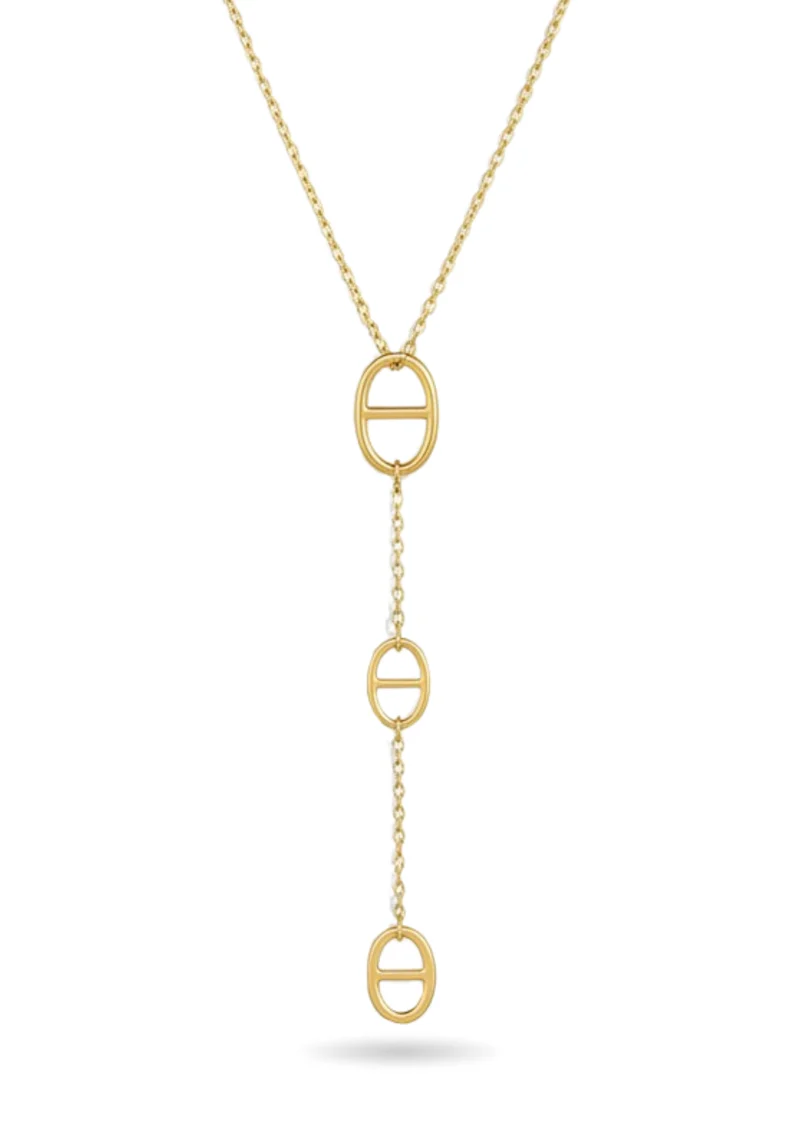 Collier Y Triple Maille Marine