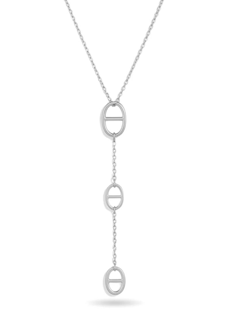 Collier Y Triple Maille Marine