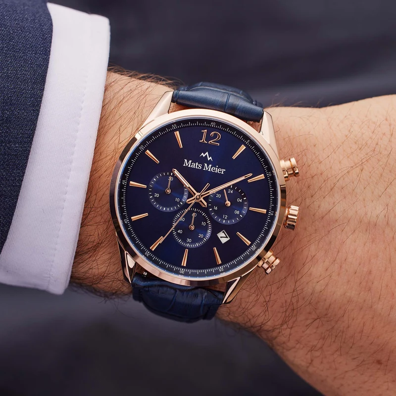 Mats Meier Grand Cornier Hommes Montre Bleu MM00131
