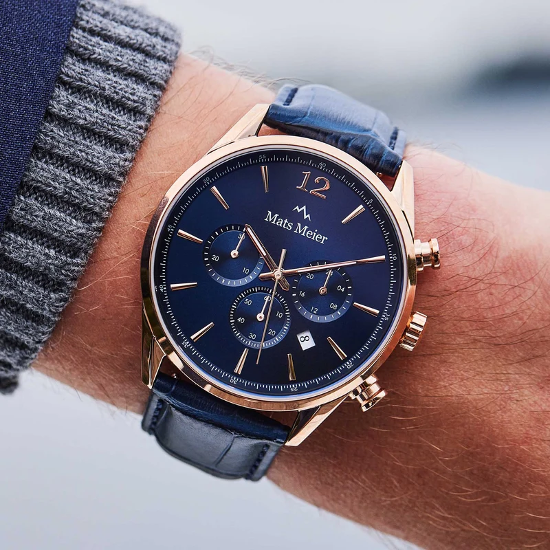 Mats Meier Grand Cornier Hommes Montre Bleu MM00131