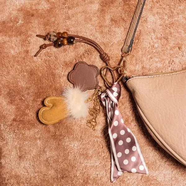 Bijou de sac miroir fleur marron Tissalia
