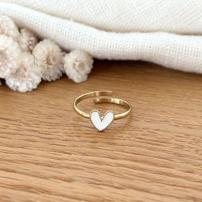 Bague "Louka" blanc acier