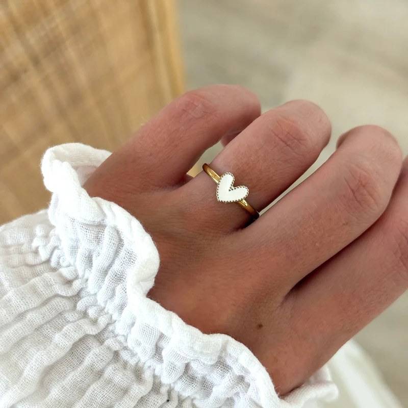 Bague "Louka" blanc acier