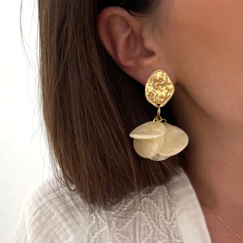 Boucles d'oreilles "Selena" écru acier