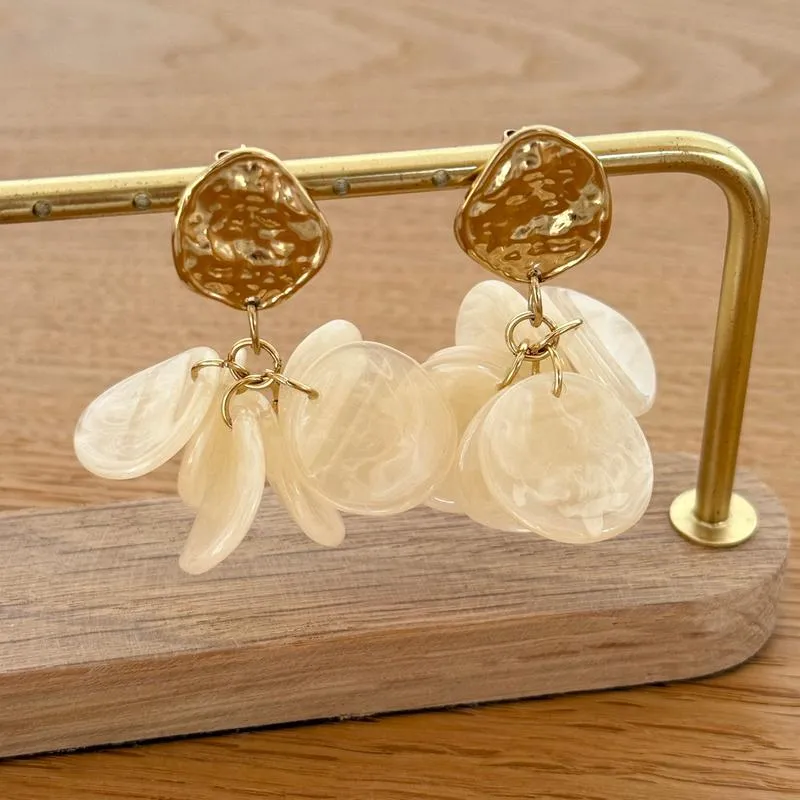 Boucles d'oreilles "Selena" écru acier