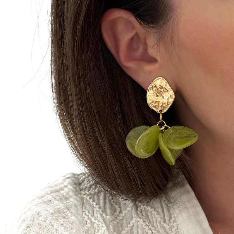 Boucles d'oreilles "Selena" vert acier