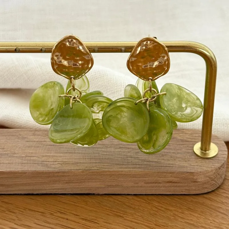 Boucles d'oreilles "Selena" vert acier