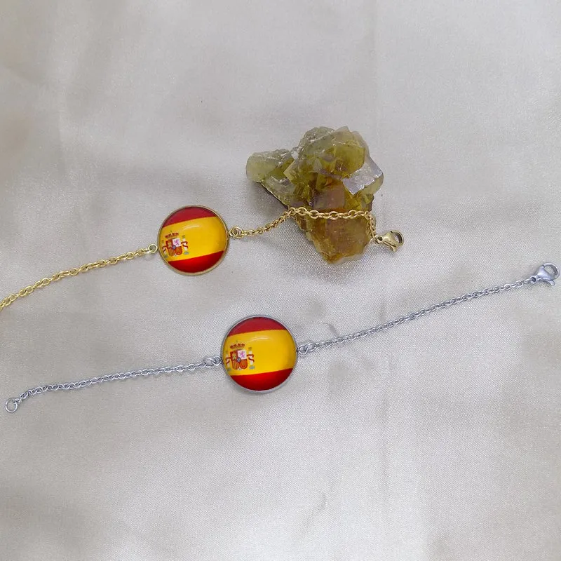 Bracelet femme drapeau de l'Espagne en acier inoxydable