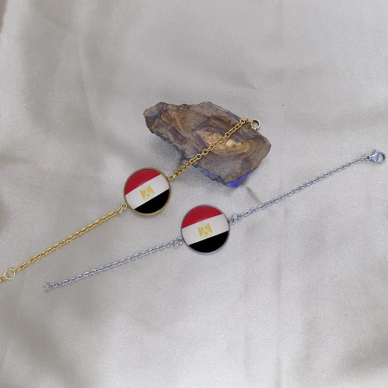 Bracelet femme drapeau de l'Égypte en acier inoxydable