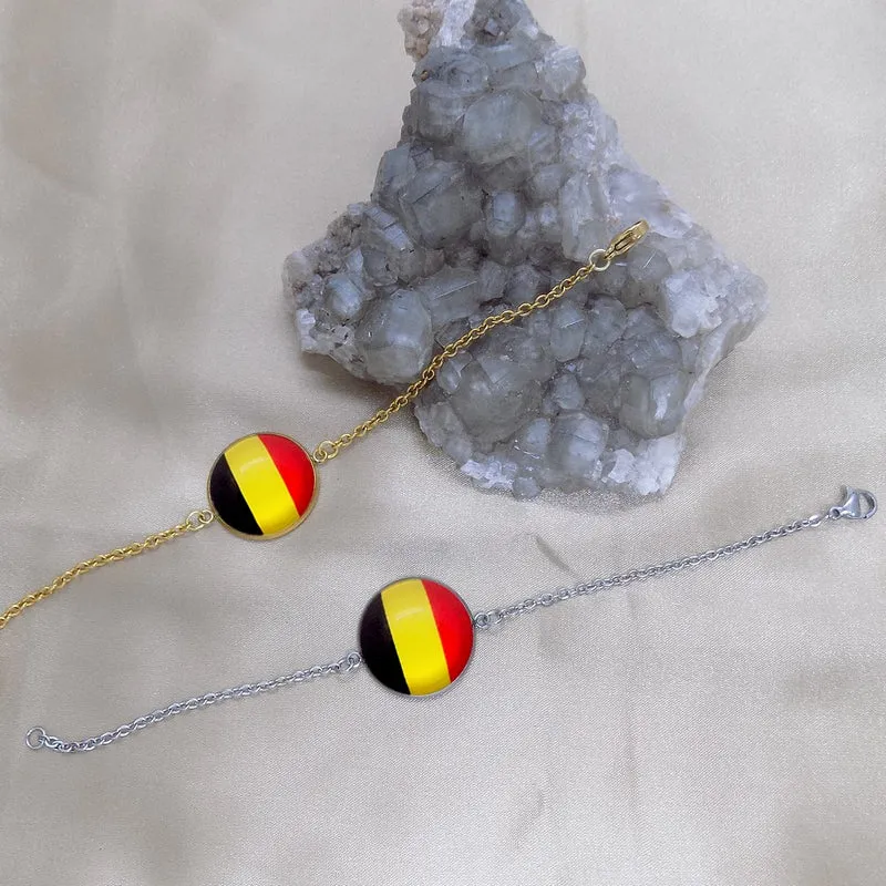 Bracelet femme drapeau de la Belgique en acier inoxydable