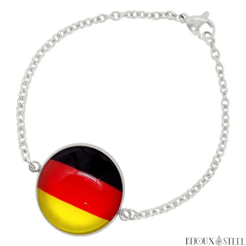 Bracelet femme drapeau de l'Allemagne en acier inoxydable