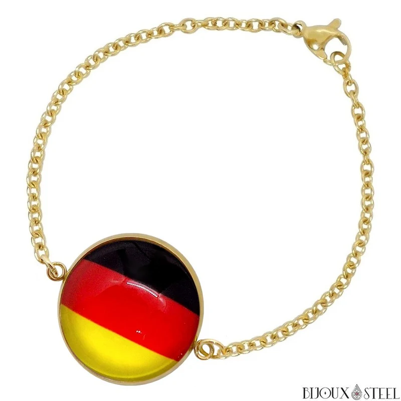 Bracelet femme drapeau de l'Allemagne en acier inoxydable