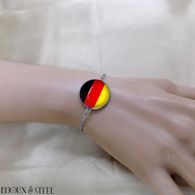 Bracelet femme drapeau de l'Allemagne en acier inoxydable
