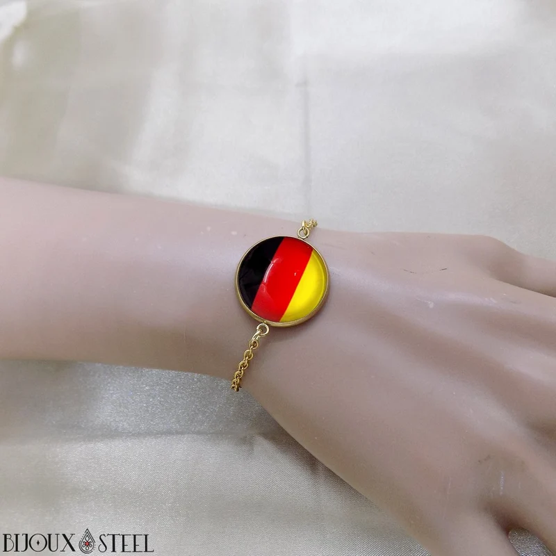 Bracelet femme drapeau de l'Allemagne en acier inoxydable