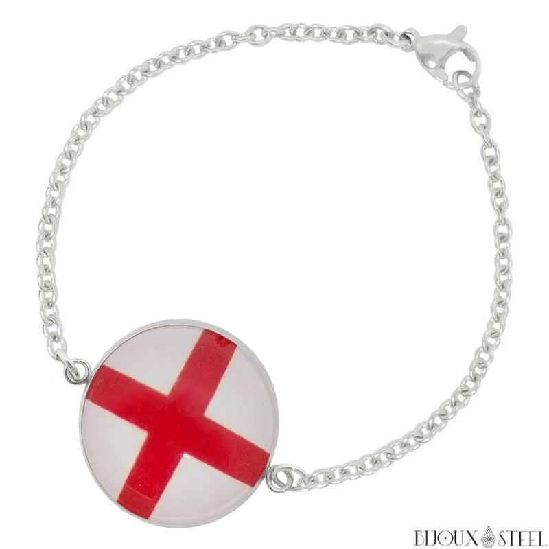 Bracelet femme drapeau de l'Angleterre en acier inoxydable