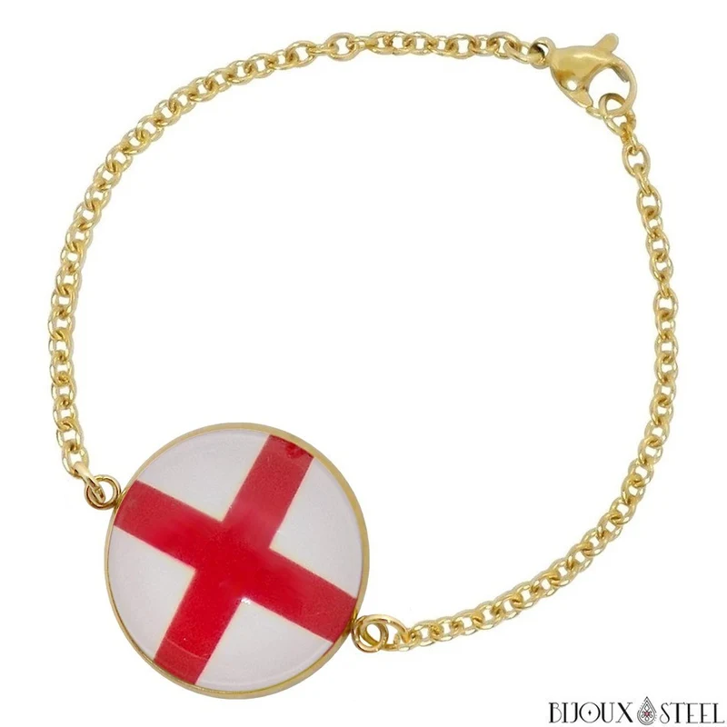 Bracelet femme drapeau de l'Angleterre en acier inoxydable