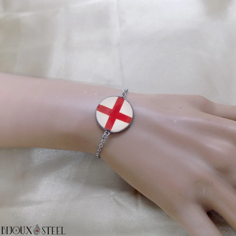 Bracelet femme drapeau de l'Angleterre en acier inoxydable
