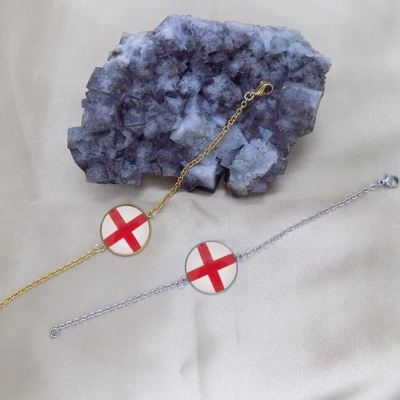 Bracelet femme drapeau de l'Angleterre en acier inoxydable