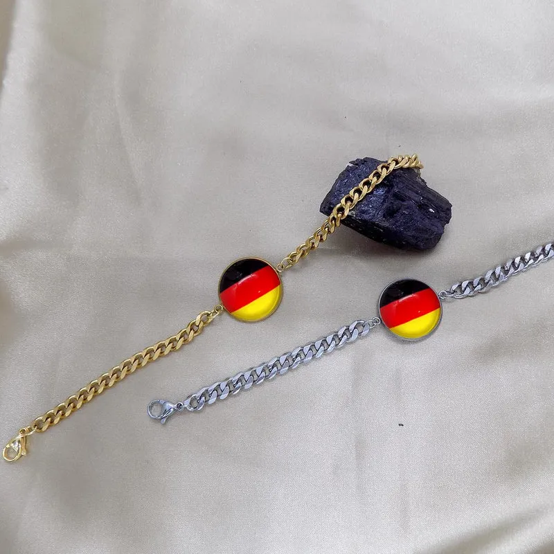 Bracelet homme maille cubaine drapeau de l'Allemagne en acier inoxydable
