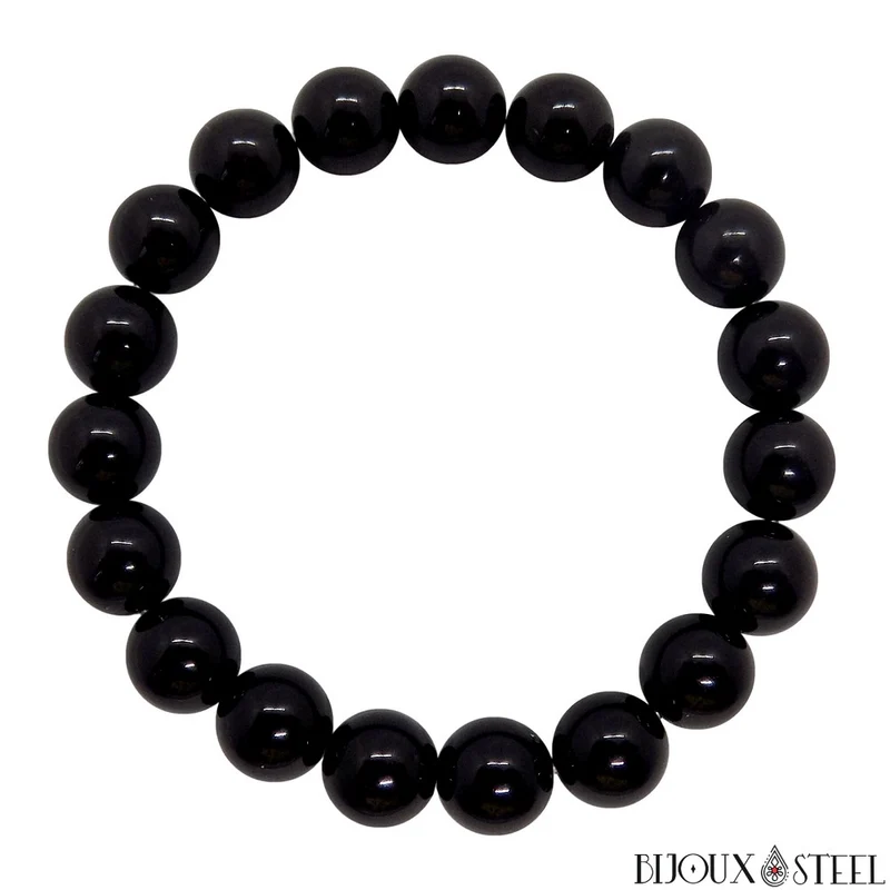Bracelet en perles d'obsidienne noire 10mm